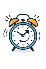 Vibrant ringing alarm clock vector illustration. Time management, wake up alert, retro clock, quick response, schedule reminder, time change, deadline concept, white background, morning routine