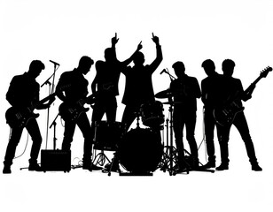 Silhouette of a rock band performing