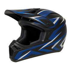 Blue and black dirt bike helmet isolated on transparent background