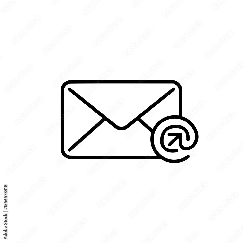 Poster email outline icon with arrow symbolizing send action