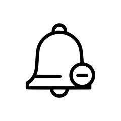 Obraz premium Bell icon with notification symbol in minimalist outline style 