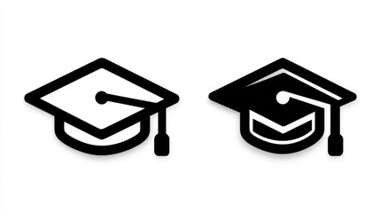 Eight graduation caps displayed in a pattern on a white background, symbolizing academic achievement and success