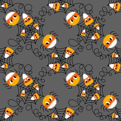 Cartoon monsters seamless Halloween spider pattern for wallpaper and fabrics and textiles and packaging and linens