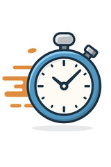 Obraz premium Fast time concept with moving stopwatch vector illustration. Symbol of speed, deadline, and urgency. Chronometer for time management, express service, and productivity. Quick reaction.