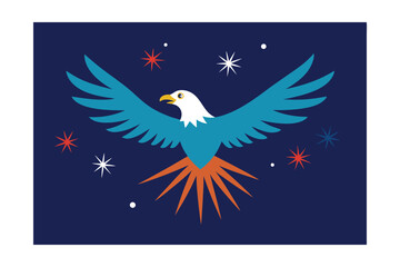 Obraz premium Majestic Eagle Soaring A Patriotism-Inspired Illustration