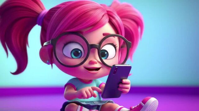 Garota digitando no celular.