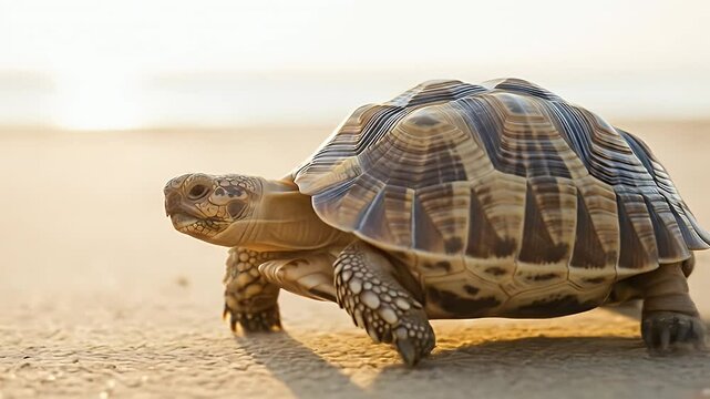 Tortoise on sandy beach