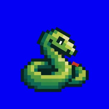 Pixelated snake animation, transparent 4K video, green screen