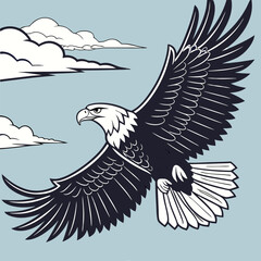 Obraz premium Soaring eagle silhouette: a symbol of wild freedom in the sky