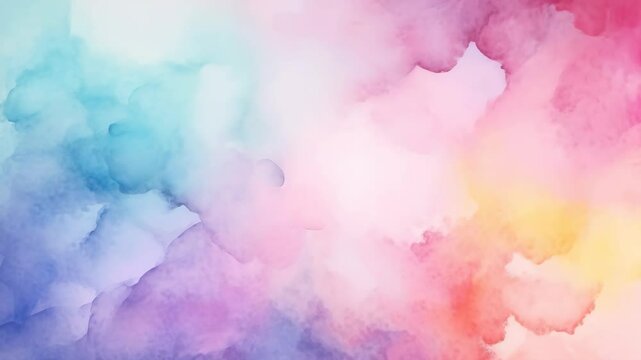 A vibrant, abstract watercolor background with soft pastel hues. Top-down angle creates a dreamy, fluid effect, perfect for video backdrops. Live desktop wallpaper.