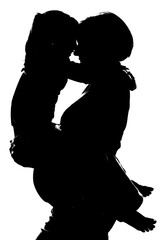 silhouette vector Pregnant woman belly with child while waiting for mother family