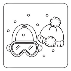 Cozy Winter Fireplace Scene with Cat and Cocoa – Bold Line Coloring Page, bold lines Coloring Page, cozy winter  Coloring Page, fireplace Coloring Page, cat, hot cocoa, illustration Coloring  page