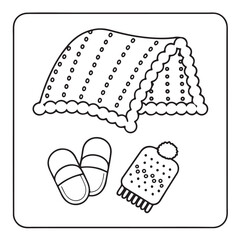 Cozy Winter Fireplace Scene with Cat and Cocoa – Bold Line Coloring Page, bold lines Coloring Page, cozy winter  Coloring Page, fireplace Coloring Page, cat, hot cocoa, illustration Coloring  page