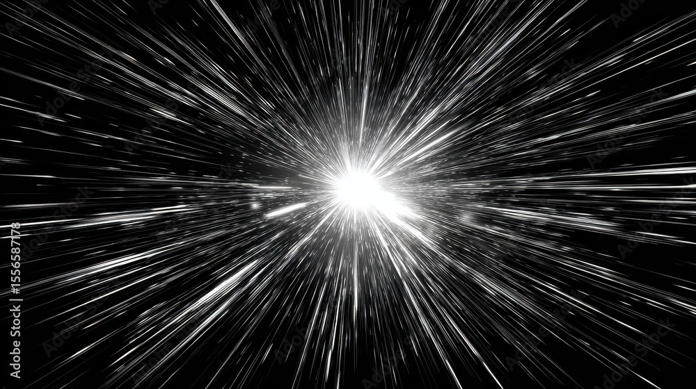 Poster traversing the cosmos at warp speed through black space and bright light