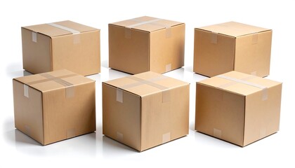 Fototapeta premium Six cardboard boxes arranged