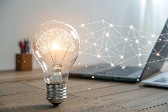 light bulbs concept creative idea with innovative technology and creativity, Concept of idea and innovation.