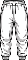 Men's Jogger Pants Flat Sketch: Comfortable, Casual Sportswear CAD Drawing for Activewear Design, Production, and Marketing Resources.