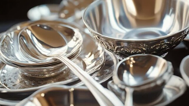 A bunch of silver spoons sitting on top of a table