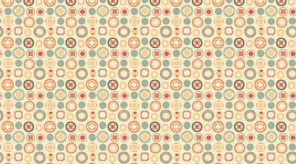 Retro Geometric Circle Pattern, Vintage 70s Abstract Texture, Mid-Century Modern Seamless Background
