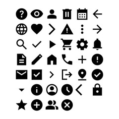 Fototapeta premium Black Solid UI Icons Vector