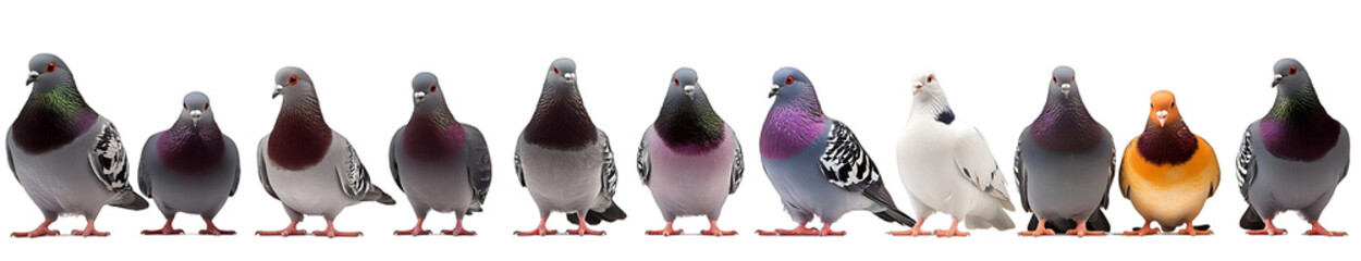 Various Pigeon Breeds Standing Together &ndash; PNG