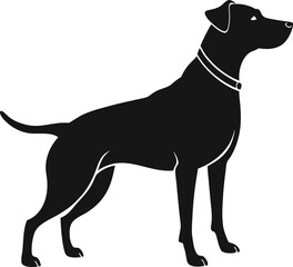 Minimalist Standing Dog Silhouette with Collar Vector