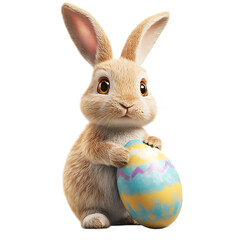 Easter Bunny Holding Decorated Egg A Festive Springtime Delight on transparent Background
