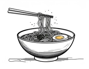 Hand-drawn ramen bowl