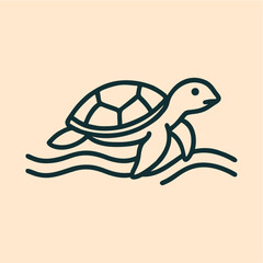 Minimal Turtle Icon – Marine Life and Environmental Conservation Symbol, Simple line art of a turtle representing ocean wildlife, slow living, and ecological preservation.