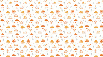 Cute Sunshine and Rainbows Seamless Pattern