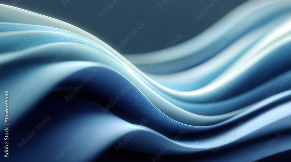 Poster abstract turquoise textile curves gently with highlights and shadows creating an elegant, flowing, m