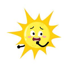 Cute Hand Drawn Sun Running Away Terrified