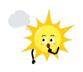 Cute Hand Drawn Sun Daydreaming Imagining