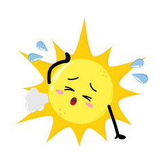 Cute Hand Drawn Tired Sun Sigh