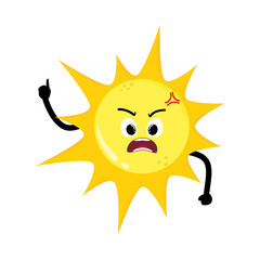 Cute Hand Drawn Sun Furious Mad 