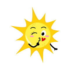 Cute Hand Drawn Flirty Sun Blowing A Kiss