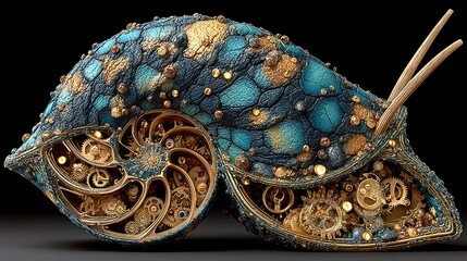 Fototapeta premium Nautilus Clockwork Shell: A Masterpiece of Steampunk Art