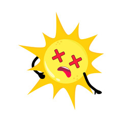 Cute Hand Drawn Fainted Sun Knocked Out