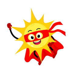 Cute Hand Drawn Superhero Sun Flying