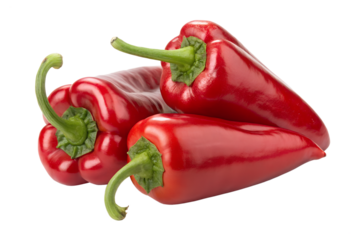 Red bell peppers isolated on transparent background