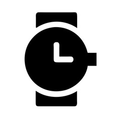 Stylish black wristwatch silhouette on a white background for fashion accessory concept