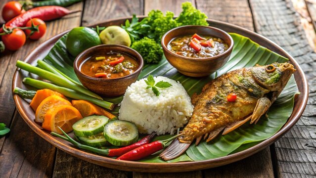 Tripuri mui borok fish chutney with rice and steamed vegetables.