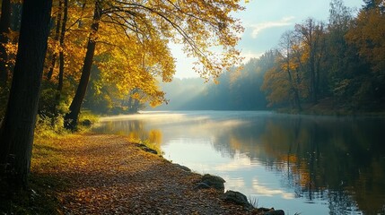 Obraz premium Autumnal lake scene