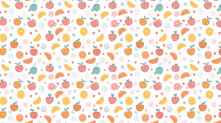 Cute Summer Fruit and Flower Doodle Pattern