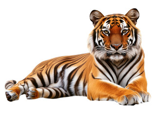 Obraz premium Majestic tiger in a transparent background cutout png for wildlife illustrations and designs