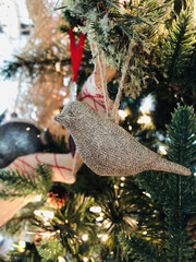 Glitter Bird Ornament on Tree