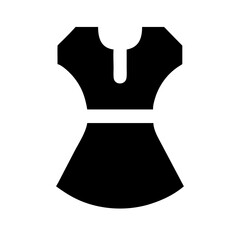 Stylish black dress silhouette on a white background for fashion design concept