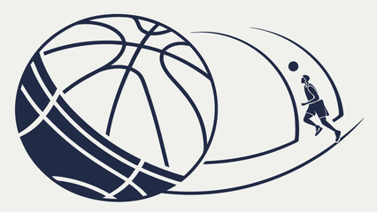 Dynamic Basketball Player Silhouette with Ball Design.
