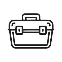 Black Line Art Illustration of a Tool Box toolbox tools
