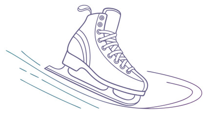 Vector Illustration of a Single Ice Skate with Motion Lines.